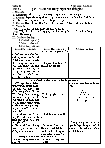 Giáo án Hình học Lớp 7 - Tuần 31 - Năm học 2017-2018 - Trường THCS Ngô Quang Nhã