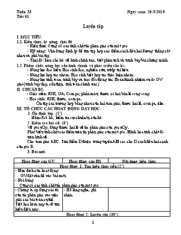 Giáo án Hình học Lớp 7 - Tuần 33 - Năm học 2018-2019 - Trường THCS Ngô Quang Nhã