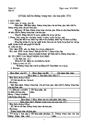 Giáo án Hình học Lớp 7 - Tuần 35 - Năm học 2018-2019 - Trường THCS Ngô Quang Nhã