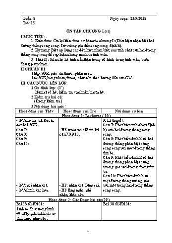 Giáo án Hình học Lớp 7 - Tuần 8 - Năm học 2018-2019 - Trường THCS Ngô Quang Nhã