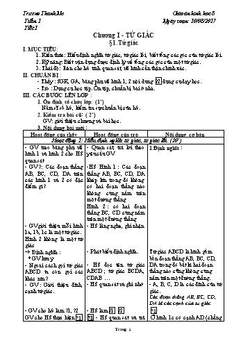 Giáo án Hình học Lớp 8 - Tuần 1 - Năm học 2017-2018 - Trương Thanh Ne