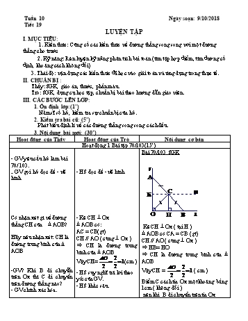 Giáo án Hình học Lớp 8 - Tuần 10 - Năm học 2018-2019 - Trường THCS Ngô Quang Nhã
