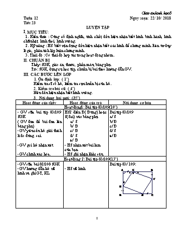 Giáo án Hình học Lớp 8 - Tuần 12 - Năm học 2018-2019 - Trường THCS Ngô Quang Nhã