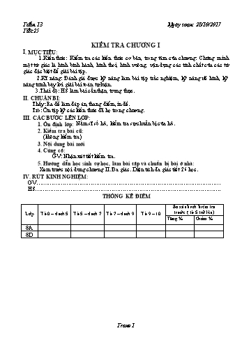 Giáo án Hình học Lớp 8 - Tuần 13 - Năm học 2017-2018 - Trường THCS Ngô Quang Nhã