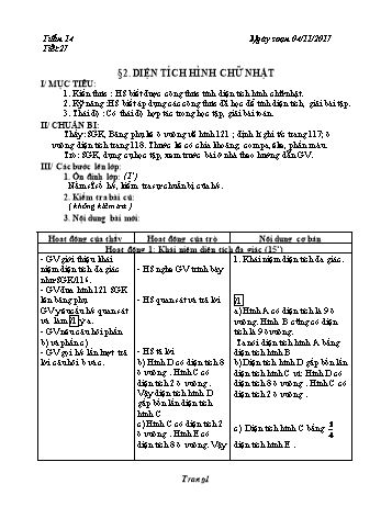 Giáo án Hình học Lớp 8 - Tuần 14 - Năm học 2017-2018 - Trường THCS Ngô Quang Nhã