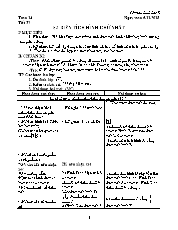 Giáo án Hình học Lớp 8 - Tuần 14 - Năm học 2018-2019 - Trường THCS Ngô Quang Nhã