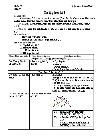 Giáo án Hình học Lớp 8 - Tuần 16 - Năm học 2018-2019 - Trường THCS Ngô Quang Nhã