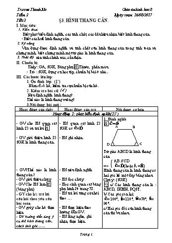 Giáo án Hình học Lớp 8 - Tuần 2 - Năm học 2017-2018 - Trương Thanh Ne