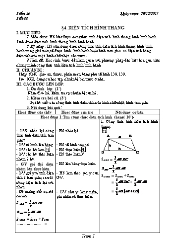 Giáo án Hình học Lớp 8 - Tuần 20 - Năm học 2017-2018 - Trường THCS Ngô Quang Nhã