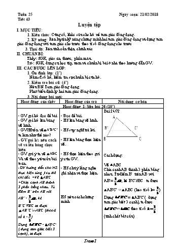 Giáo án Hình học Lớp 8 - Tuần 25 - Năm học 2017-2018 - Trường THCS Ngô Quang Nhã