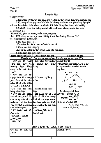 Giáo án Hình học Lớp 8 - Tuần 27 - Năm học 2018-2019 - Trường THCS Ngô Quang Nhã