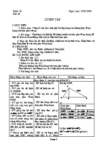 Giáo án Hình học Lớp 8 - Tuần 28 - Năm học 2017-2018 - Trường THCS Ngô Quang Nhã