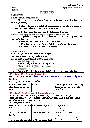 Giáo án Hình học Lớp 8 - Tuần 28 - Năm học 2018-2019 - Trường THCS Ngô Quang Nhã