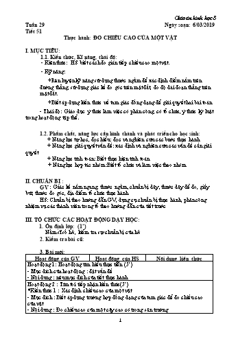 Giáo án Hình học Lớp 8 - Tuần 29 - Năm học 2018-2019 - Trường THCS Ngô Quang Nhã