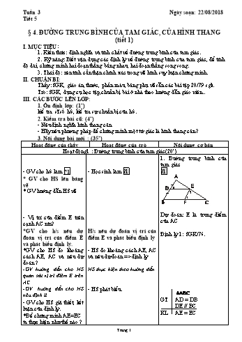 Giáo án Hình học Lớp 8 - Tuần 3 - Năm học 2018-2019 - Trường THCS Ngô Quang Nhã