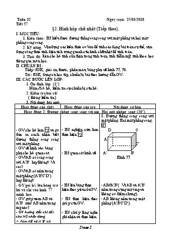 Giáo án Hình học Lớp 8 - Tuần 32 - Năm học 2017-2018 - Trường THCS Ngô Quang Nhã