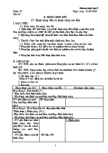 Giáo án Hình học Lớp 8 - Tuần 35 - Năm học 2018-2019 - Trường THCS Ngô Quang Nhã