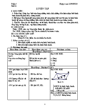 Giáo án Hình học Lớp 8 - Tuần 6 - Năm học 2018-2019 - Trường THCS Ngô Quang Nhã