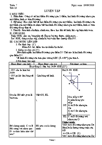 Giáo án Hình học Lớp 8 - Tuần 7 - Năm học 2018-2019 - Trường THCS Ngô Quang Nhã