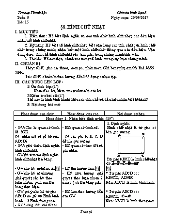 Giáo án Hình học Lớp 8 - Tuần 8 - Năm học 2017-2018 - Trương Thanh Ne