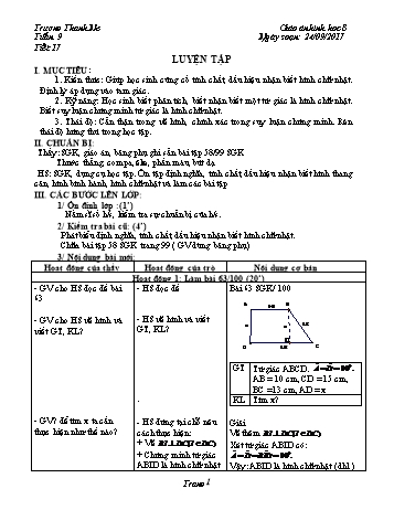 Giáo án Hình học Lớp 8 - Tuần 9 - Năm học 2017-2018 - Trương Thanh Ne