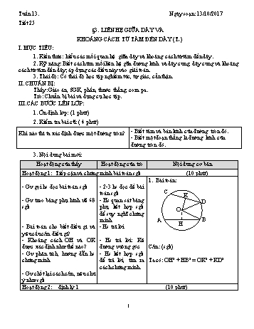 Giáo án Hình học Lớp 9 - Tuần 13 - Năm học 2017-2018 - Trường THCS Ngô Quang Nhã