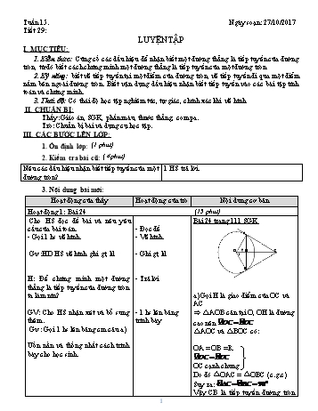 Giáo án Hình học Lớp 9 - Tuần 15 - Năm học 2017-2018 - Trường THCS Ngô Quang Nhã