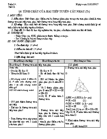 Giáo án Hình học Lớp 9 - Tuần 16 - Năm học 2017-2018 - Trường THCS Ngô Quang Nhã
