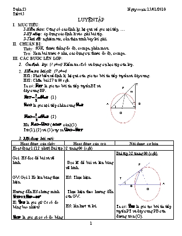 Giáo án Hình học Lớp 9 - Tuần 23 - Năm học 2017-2018 - Trường THCS Ngô Quang Nhã
