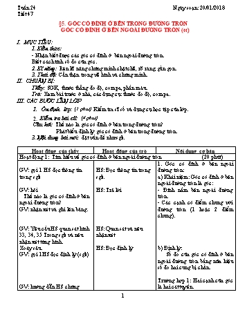 Giáo án Hình học Lớp 9 - Tuần 24 - Năm học 2017-2018 - Trường THCS Ngô Quang Nhã