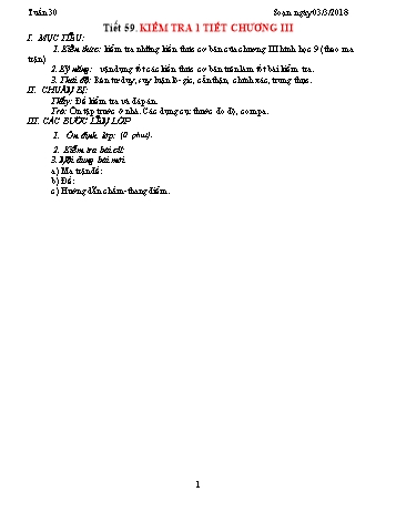 Giáo án Hình học Lớp 9 - Tuần 30 - Năm học 2017-2018 - Trường THCS Ngô Quang Nhã