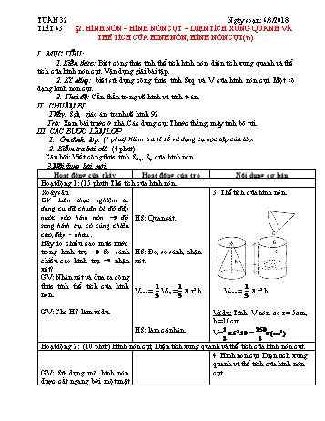 Giáo án Hình học Lớp 9 - Tuần 32 - Năm học 2017-2018 - Trường THCS Ngô Quang Nhã