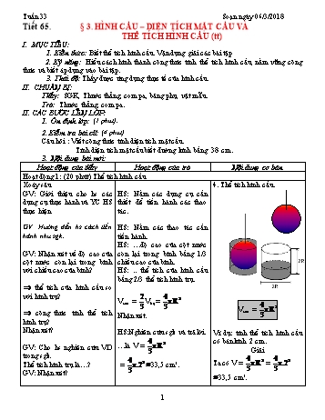 Giáo án Hình học Lớp 9 - Tuần 33 - Năm học 2017-2018 - Trường THCS Ngô Quang Nhã