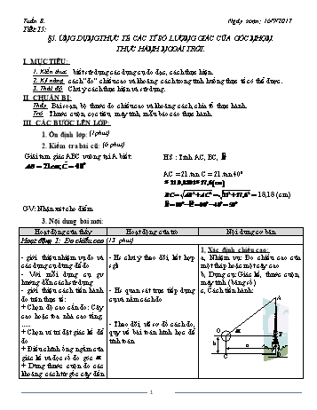 Giáo án Hình học Lớp 9 - Tuần 8 - Năm học 2017-2018 - Trường THCS Ngô Quang Nhã