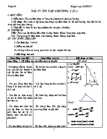 Giáo án Hình học Lớp 9 - Tuần 9 - Năm học 2017-2018 - Trường THCS Ngô Quang Nhã