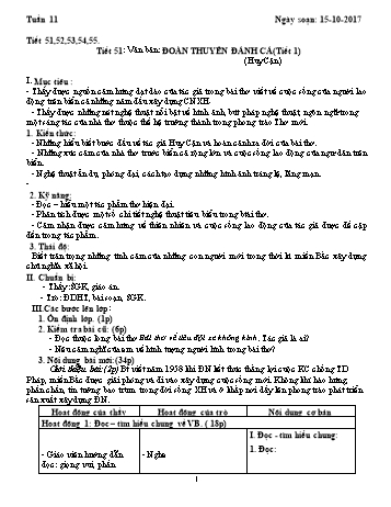 Giáo án Ngữ văn 9 - Tuần 11 - Năm học 2017-2018 - Trường THCS Ngô Quang Nhã