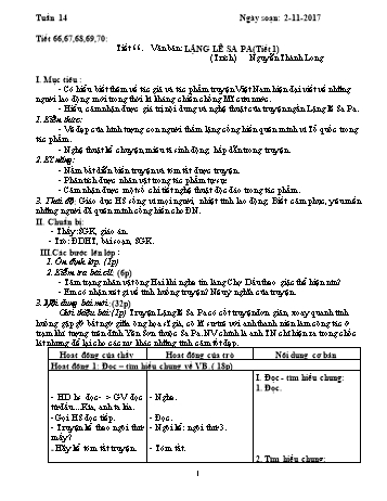 Giáo án Ngữ văn 9 - Tuần 14 - Năm học 2017-2018 - Trường THCS Ngô Quang Nhã