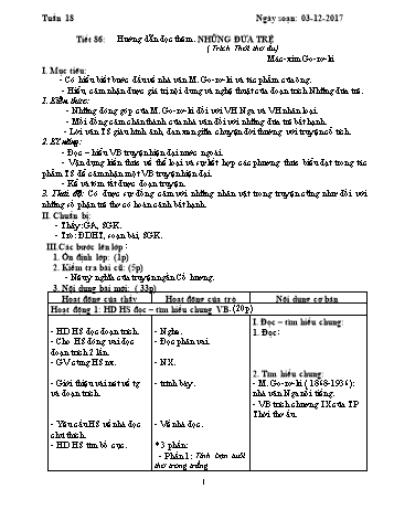 Giáo án Ngữ văn 9 - Tuần 18 - Năm học 2017-2018 - Trường THCS Ngô Quang Nhã