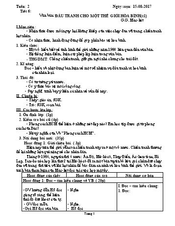 Giáo án Ngữ văn 9 - Tuần 2 - Năm học 2017-2018 - Trường THCS Ngô Quang Nhã