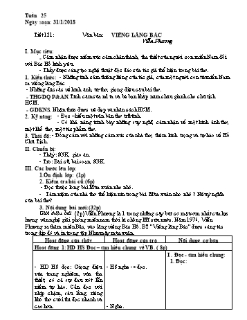 Giáo án Ngữ văn 9 - Tuần 25 - Năm học 2017-2018 - Trường THCS Ngô Quang Nhã