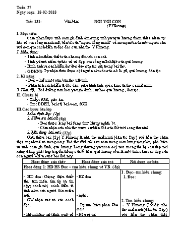Giáo án Ngữ văn 9 - Tuần 27 - Năm học 2017-2018 - Trường THCS Ngô Quang Nhã