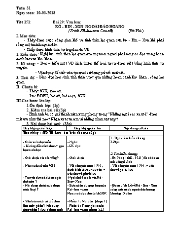 Giáo án Ngữ văn 9 - Tuần 31 - Năm học 2017-2018 - Trường THCS Ngô Quang Nhã