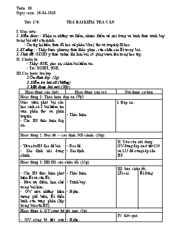 Giáo án Ngữ văn 9 - Tuần 36 - Năm học 2017-2018 - Trường THCS Ngô Quang Nhã