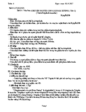 Giáo án Ngữ văn 9 - Tuần 4 - Năm học 2017-2018 - Trường THCS Ngô Quang Nhã