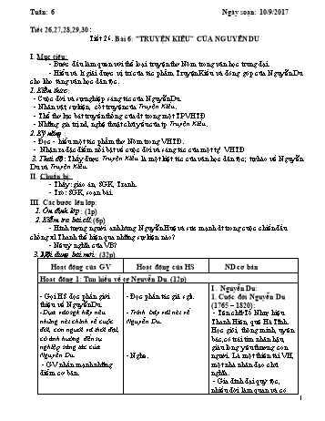 Giáo án Ngữ văn 9 - Tuần 6 - Năm học 2017-2018 - Trường THCS Ngô Quang Nhã