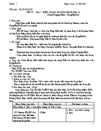 Giáo án Ngữ văn 9 - Tuần 7 - Năm học 2017-2018 - Trường THCS Ngô Quang Nhã