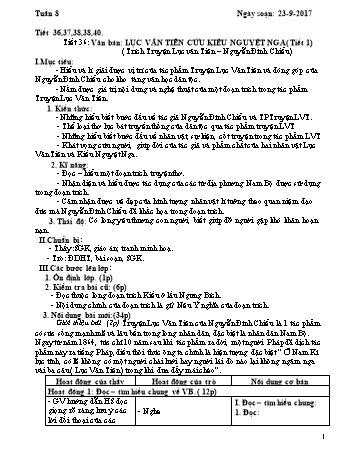 Giáo án Ngữ văn 9 - Tuần 8 - Năm học 2017-2018 - Trường THCS Ngô Quang Nhã