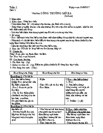 Giáo án Ngữ văn Khối 7 - Tuần 1 - Năm học 2017-2018 - Trường THCS Ngô Quang Nhã