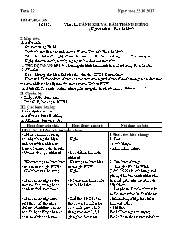 Giáo án Ngữ văn Khối 7 - Tuần 12 - Năm học 2017-2018 - Trường THCS Ngô Quang Nhã
