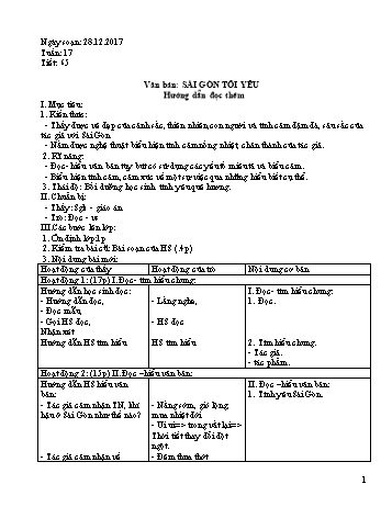 Giáo án Ngữ văn Khối 7 - Tuần 17 - Năm học 2017-2018 - Trường THCS Ngô Quang Nhã
